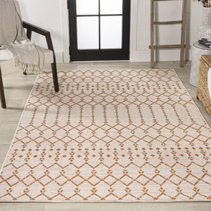 HomeRoots 9' X 12' Cream and Orange Trellis Area Rug – Durable, Stylish Design for Indoor & Outdoor Spaces 703054