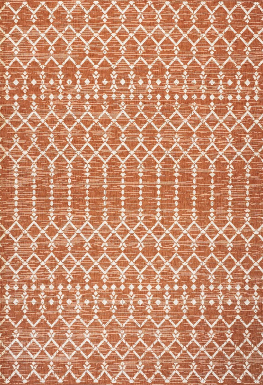 HomeRoots 9' X 12' Orange and Cream Trellis Area Rug - Durable Indoor/Outdoor Solution for Stylish Spaces 703059