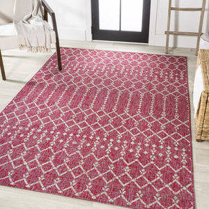 HomeRoots 5' Vibrant Fuchsia & Light Gray Trellis Indoor-Outdoor Area Rug for Stylish Spaces & Durability 703062