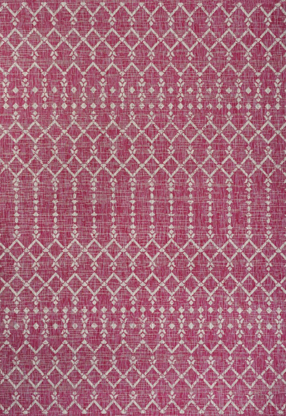 HomeRoots 5' Vibrant Fuchsia & Light Gray Trellis Indoor-Outdoor Area Rug for Stylish Spaces & Durability 703062
