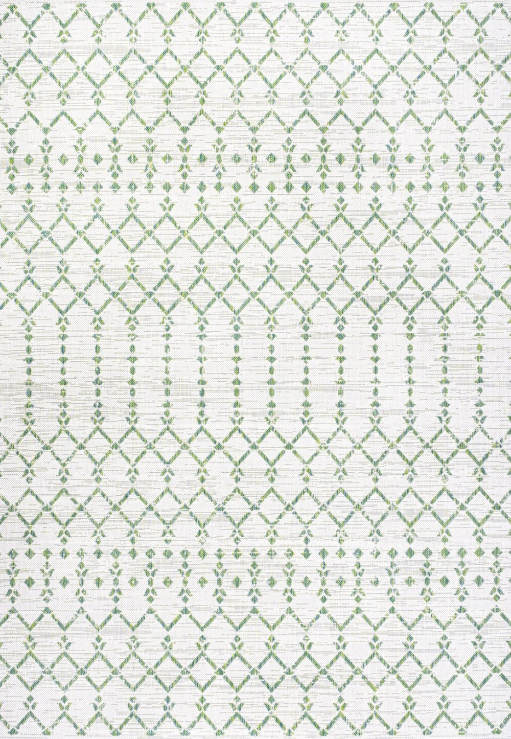 HomeRoots 9' X 12' Green and Ivory Trellis Rug - Versatile Indoor/Outdoor Design, Durable & Easy to Clean! 703069