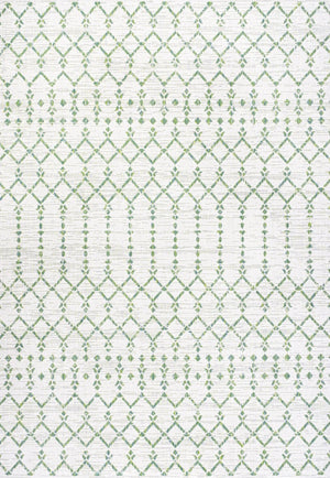 HomeRoots 9' X 12' Green and Ivory Trellis Rug - Versatile Indoor/Outdoor Design, Durable & Easy to Clean! 703069