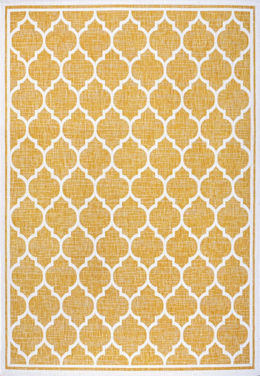HomeRoots 8' Modern Yellow and Cream Geometric Area Rug – Durable Indoor/Outdoor Design for Any Space! 703073