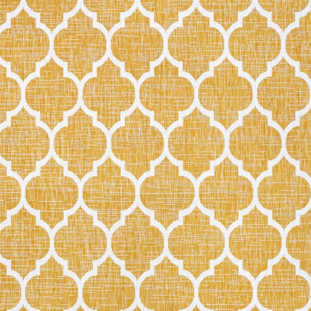 HomeRoots 9' Modern Yellow and Cream Geometric Area Rug - Indoor/Outdoor Durable, Stylish, Easy-Clean Design 703074