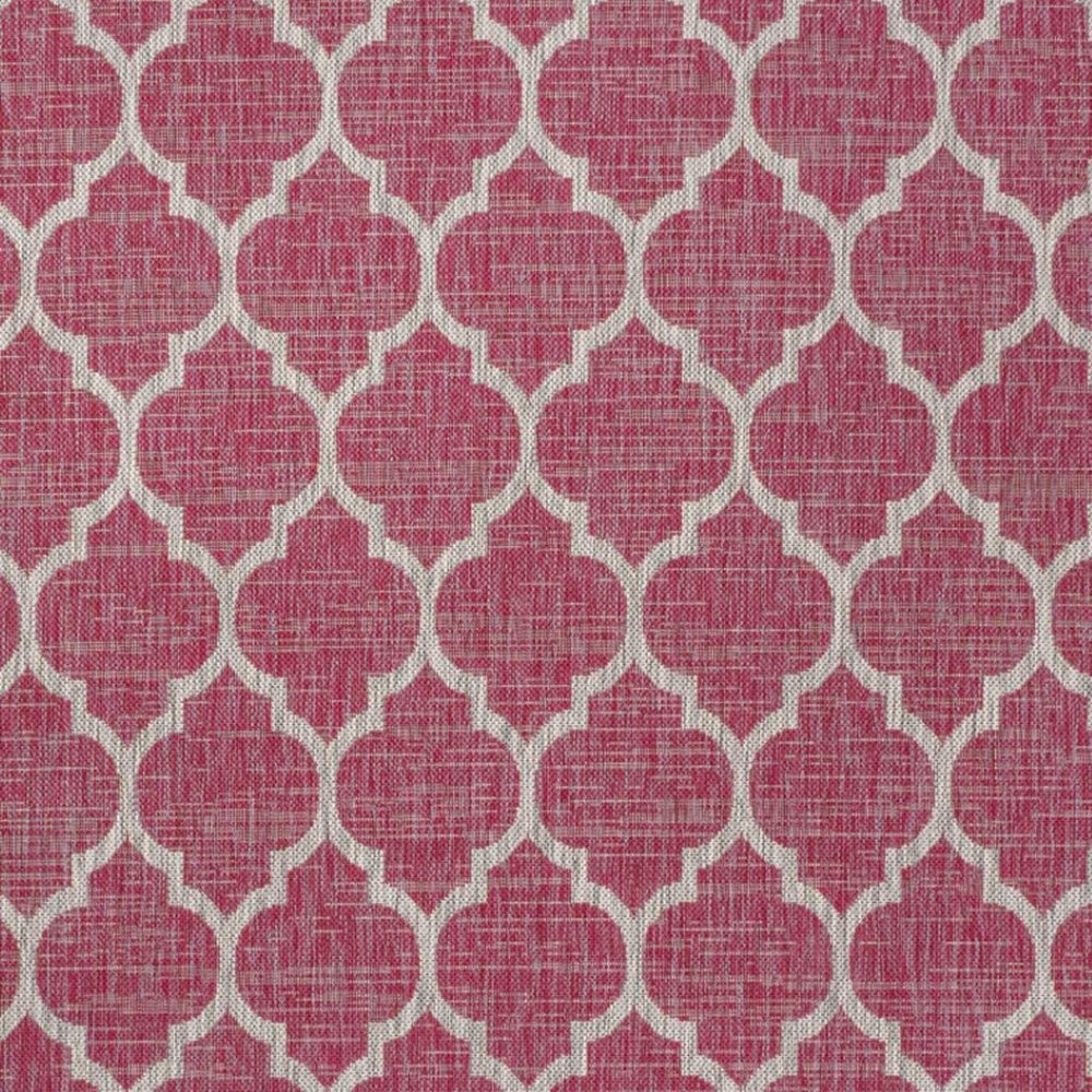 HomeRoots 5' X 8' Vibrant Fuchsia & Light Gray Geometric Area Rug – Indoor/Outdoor Durability & Style Upgrade 703077
