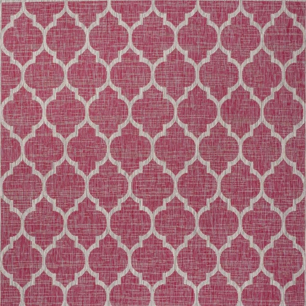 HomeRoots 8' X 10' Fuchsia & Light Gray Geometric Area Rug - Stylish, Durable, Indoor/Outdoor Versatility & Easy Care 703078