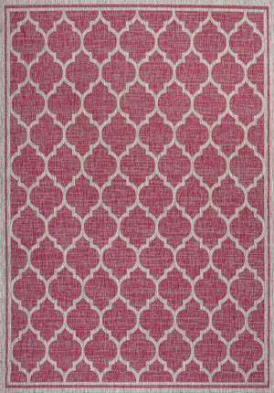 HomeRoots 8' X 10' Fuchsia & Light Gray Geometric Area Rug - Stylish, Durable, Indoor/Outdoor Versatility & Easy Care 703078