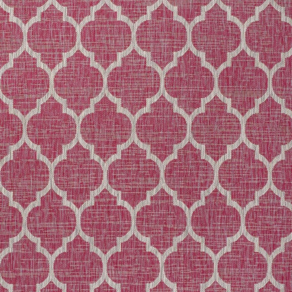 HomeRoots 9' X 12' Fuchsia and Light Gray Geometric Area Rug - Durable Indoor/Outdoor Design for Stylish Spaces 703079