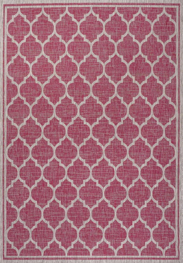 HomeRoots 9' X 12' Fuchsia and Light Gray Geometric Area Rug - Durable Indoor/Outdoor Design for Stylish Spaces 703079