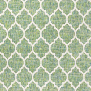 HomeRoots 5' Geometric Cream and Green Area Rug - Stylish, All-Weather Durable for Indoor/Outdoor Spaces 703082
