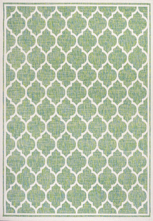 HomeRoots 8' X 10' Cream and Green Geometric Area Rug - Durable Indoor/Outdoor Design for Modern Spaces 703083