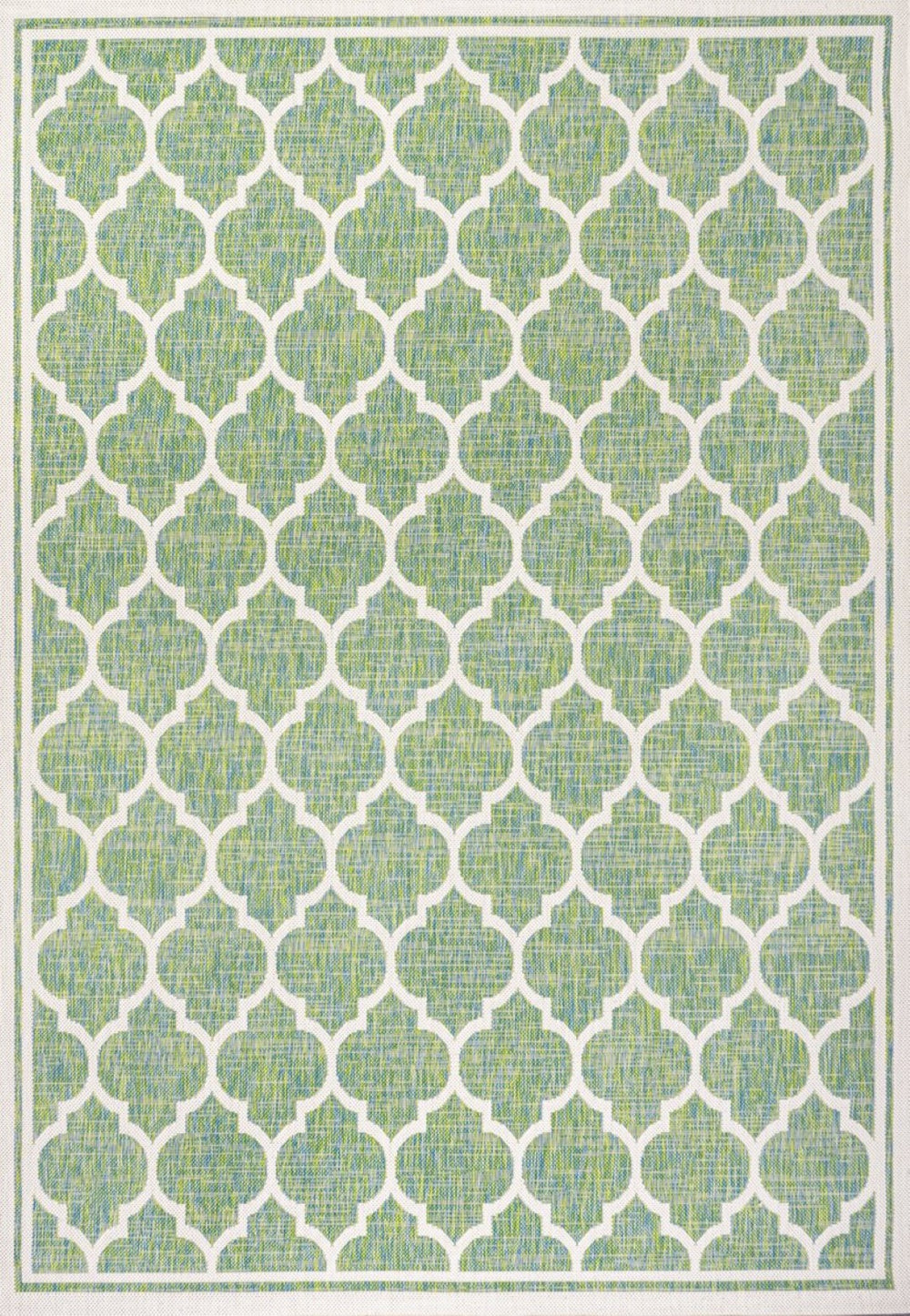 HomeRoots 8' X 10' Cream and Green Geometric Area Rug - Durable Indoor/Outdoor Design for Modern Spaces 703083