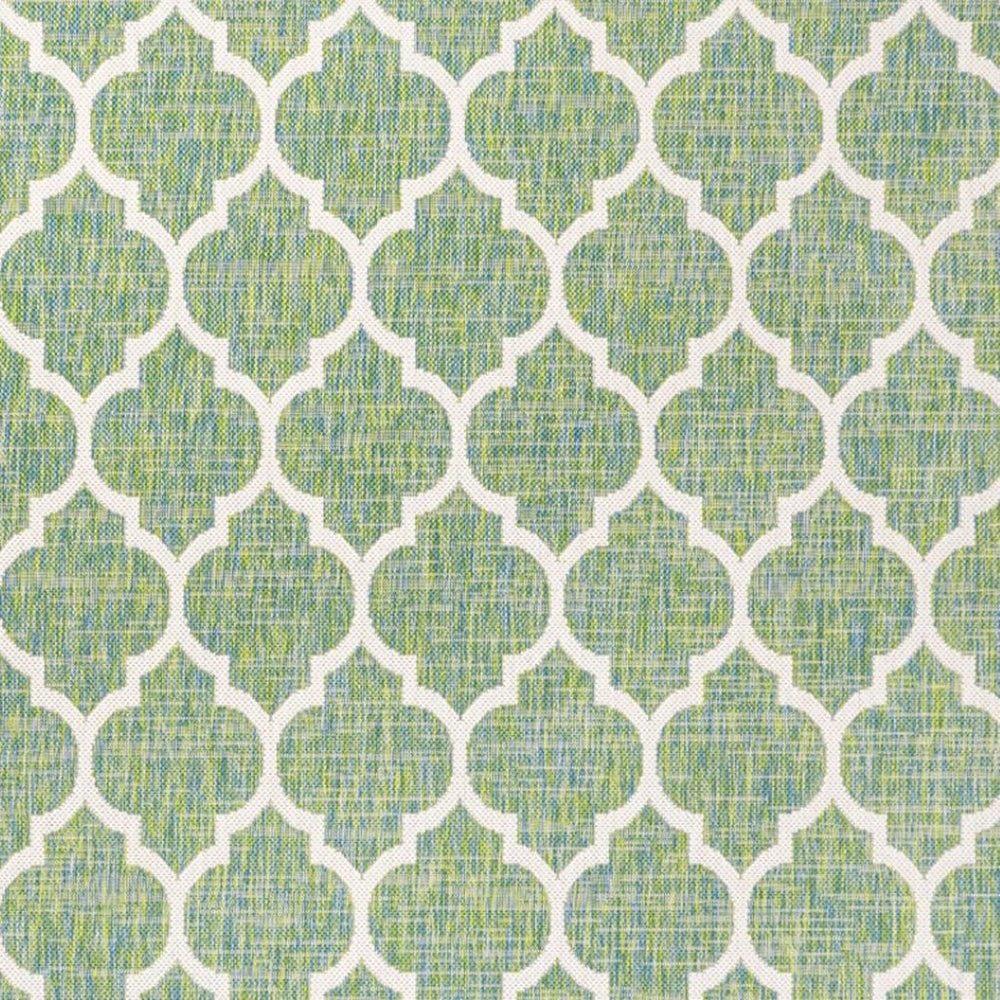 HomeRoots 9' Geometric Cream and Green Area Rug - Stylish Indoor/Outdoor Design, Durable, Low-Maintenance Comfort 703084