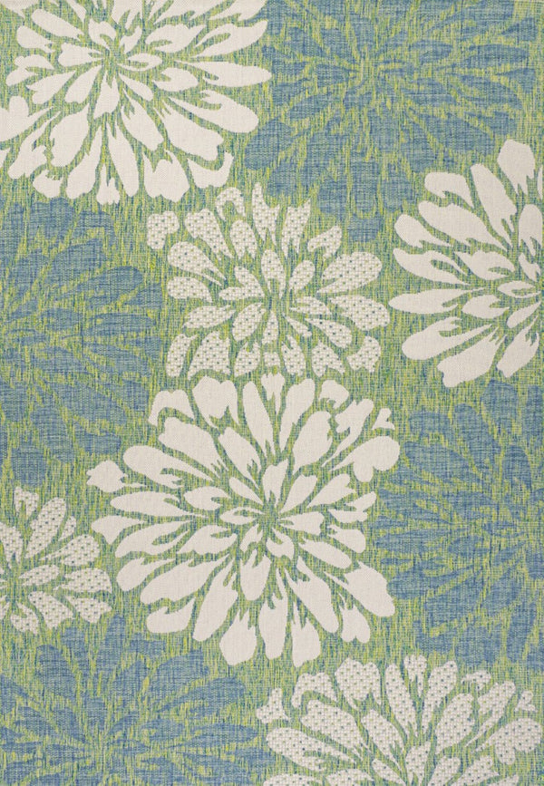 HomeRoots 5' Cream and Green Floral Area Rug - Durable Indoor/Outdoor Design for Patios, Kitchens & More 703087
