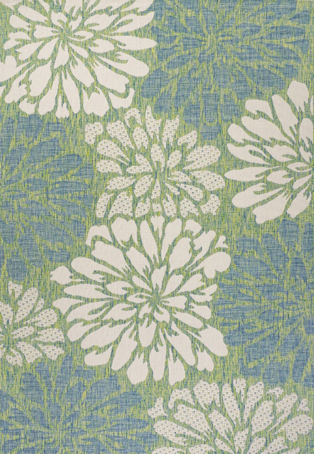 HomeRoots 8' X 10' Cream and Green Floral Area Rug - Elegant Indoor/Outdoor Design with Easy Care & Durability 703088