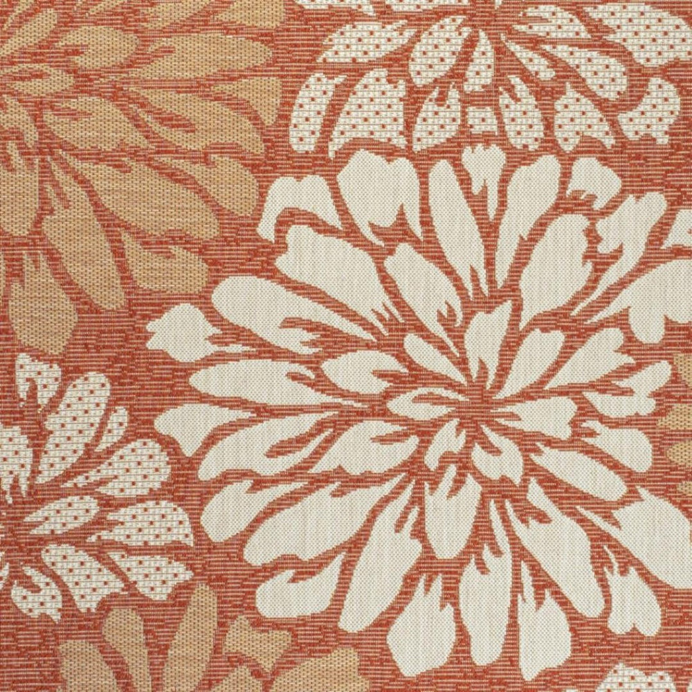 HomeRoots 5' X 8' Vibrant Orange and Cream Floral Area Rug - Indoor/Outdoor Durable Elegance for Any Space 703092