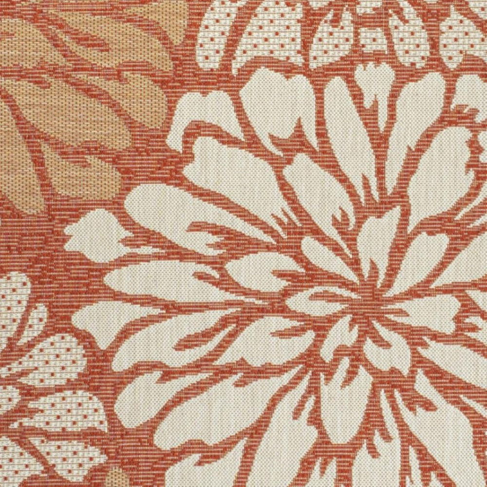 HomeRoots 8' X 10' Vibrant Orange and Cream Floral Area Rug – Durable, Versatile, Perfect for Indoor & Outdoor Use! 703093