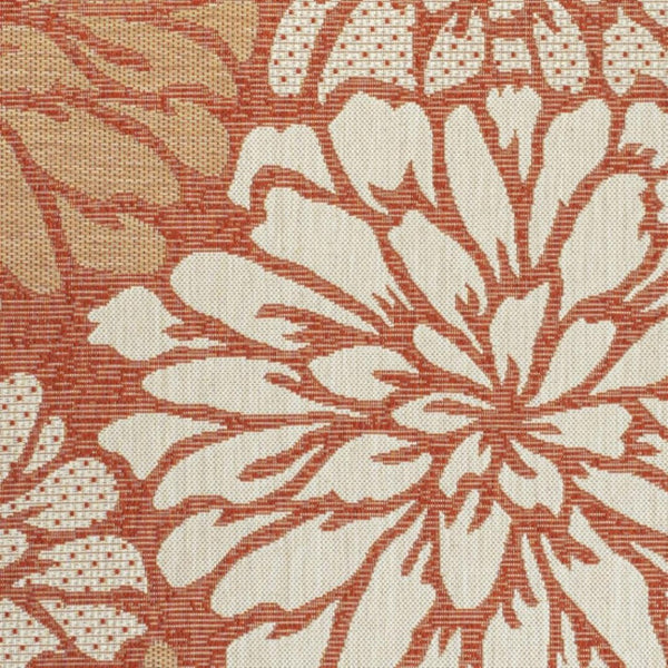 HomeRoots 8' X 10' Vibrant Orange and Cream Floral Area Rug – Durable, Versatile, Perfect for Indoor & Outdoor Use! 703093