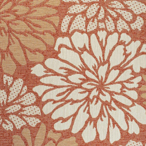 HomeRoots 9' Orange and Cream Floral Indoor-Outdoor Area Rug - Durable, Stylish, Low-Maintenance for Any Space! 703094