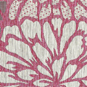 HomeRoots 8' X 10' Vibrant Fuchsia & Light Gray Floral Area Rug for Indoor/Outdoor Use – Stylish & Durable! 703098