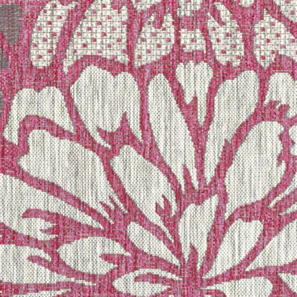 HomeRoots 8' X 10' Vibrant Fuchsia & Light Gray Floral Area Rug for Indoor/Outdoor Use – Stylish & Durable! 703098