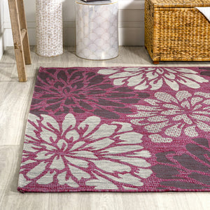 HomeRoots 9' X 12' Fuchsia Floral Area Rug - Stylish Indoor/Outdoor Decor, Durable, Weather-Resistant Design 703099