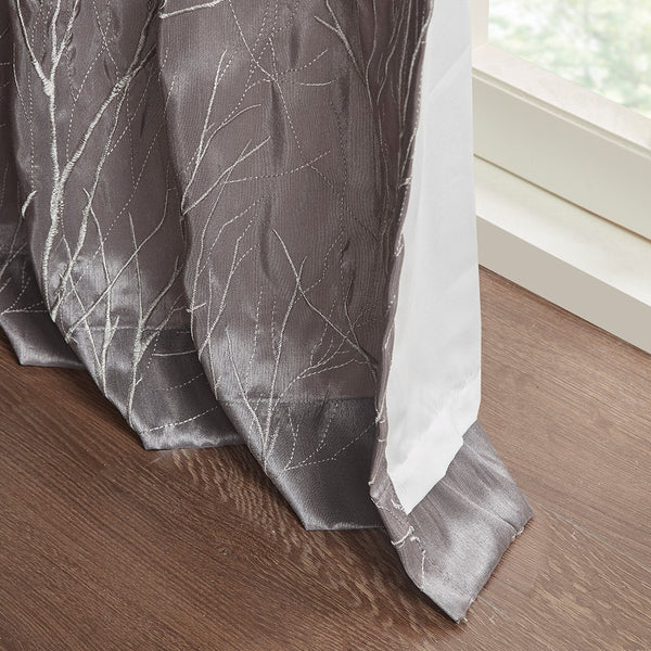 English Elm Curtain Madison Park Andora Faux Silk Embroidered Tree Branch Panel Lined Rod Pocket Back Tabs 50x84 Grey 3 L x 10.04 W x 7.09 H B03598038