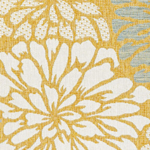 HomeRoots 5' Cheerful Yellow and Cream Floral Indoor-Outdoor Area Rug - Durable, Stylish, Easy-Care Accent Piece 703102