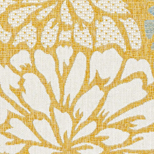 HomeRoots 8' X 10' Yellow & Cream Floral Area Rug – Indoor/Outdoor, Weather-Resistant, Easy-Clean, Durable Design 703103