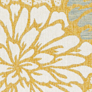 HomeRoots 9' Yellow and Cream Floral Area Rug – Durable Indoor Outdoor Elegance for Living Spaces and Patios 703104