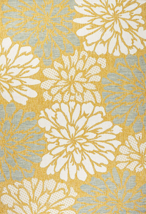 HomeRoots 9' Yellow and Cream Floral Area Rug – Durable Indoor Outdoor Elegance for Living Spaces and Patios 703104