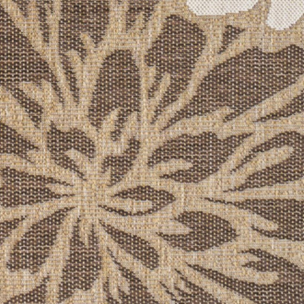 HomeRoots 5' Brown and Cream Floral Indoor/Outdoor Area Rug - Durable, Easy Care, Perfect for Any Space! 703107