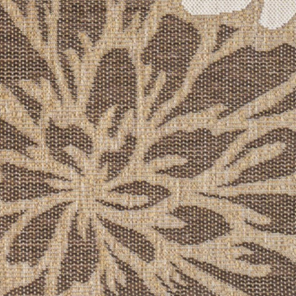 HomeRoots 5' Brown and Cream Floral Indoor/Outdoor Area Rug - Durable, Easy Care, Perfect for Any Space! 703107