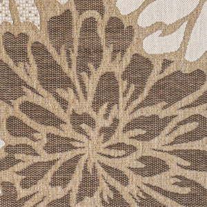 HomeRoots 5' Brown and Cream Floral Indoor/Outdoor Area Rug - Durable, Easy Care, Perfect for Any Space! 703107