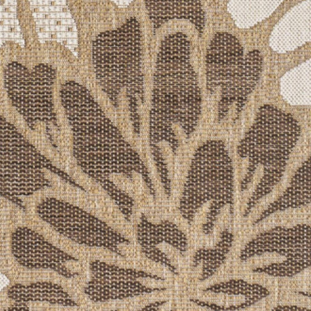 HomeRoots 9' Floral Indoor Outdoor Area Rug in Brown & Cream - Elegant, Durable & Easy-Care for Any Space 703109