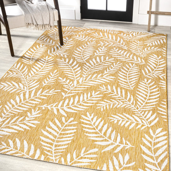 HomeRoots 8' X 10' Cheerful Yellow and Cream Floral Area Rug – Stylish Indoor/Outdoor Décor for Any Space! 703113