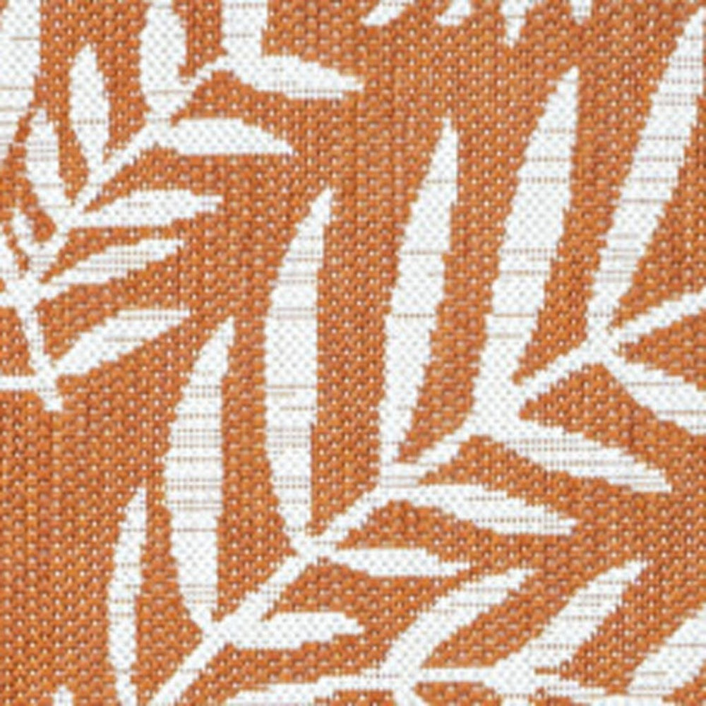 HomeRoots 5' Vibrant Orange and Cream Floral Indoor-Outdoor Area Rug – Durable, Stylish, Easy-Care Design! 703117