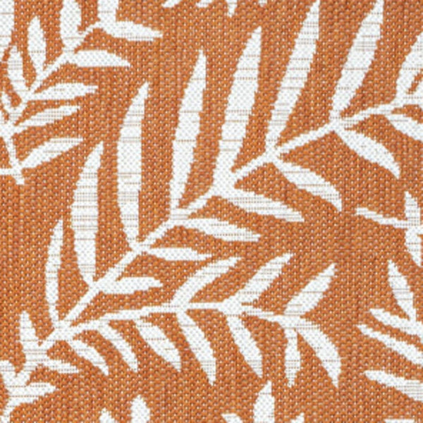 HomeRoots 5' Vibrant Orange and Cream Floral Indoor-Outdoor Area Rug – Durable, Stylish, Easy-Care Design! 703117
