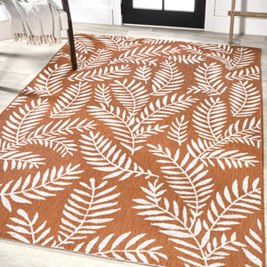 HomeRoots 5' Vibrant Orange and Cream Floral Indoor-Outdoor Area Rug – Durable, Stylish, Easy-Care Design! 703117