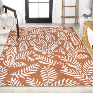 HomeRoots 5' Vibrant Orange and Cream Floral Indoor-Outdoor Area Rug – Durable, Stylish, Easy-Care Design! 703117