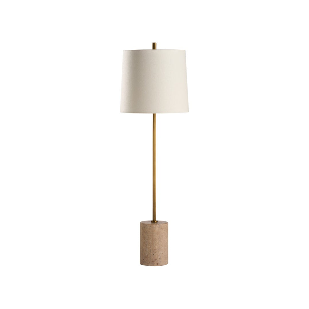 Chelsea House Lambeth Travertine Table Lamp By Jamie Merida — Slim Aged-Brass Minimalist Light For Bedside & Desk 70312