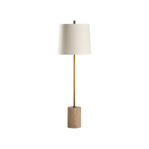 Chelsea House Lambeth Travertine Table Lamp By Jamie Merida — Slim Aged-Brass Minimalist Light For Bedside & Desk 70312