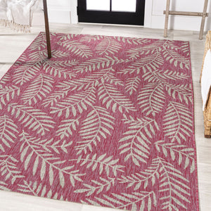 HomeRoots 9' X 12' Vibrant Fuchsia & Light Gray Floral Area Rug for Indoor/Outdoor Versatility & Style 703124