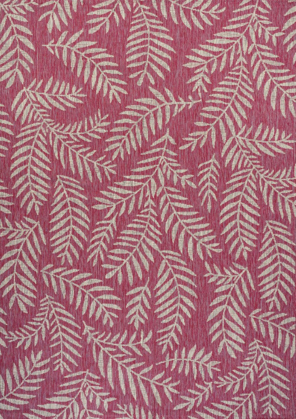 HomeRoots 9' X 12' Vibrant Fuchsia & Light Gray Floral Area Rug for Indoor/Outdoor Versatility & Style 703124