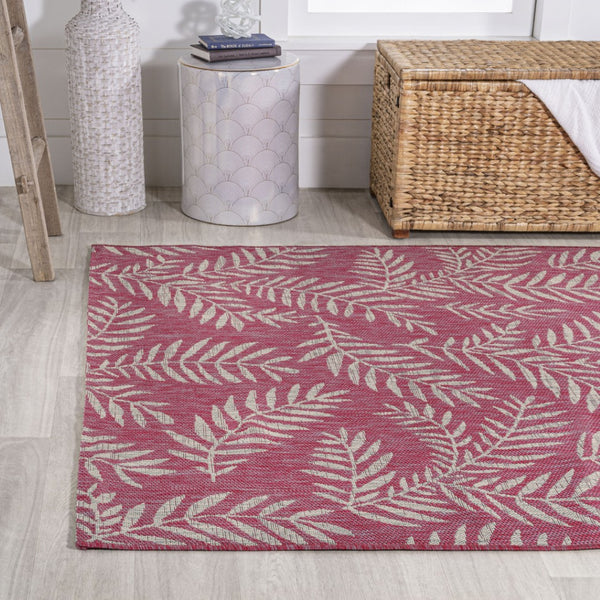 HomeRoots 9' X 12' Vibrant Fuchsia & Light Gray Floral Area Rug for Indoor/Outdoor Versatility & Style 703124