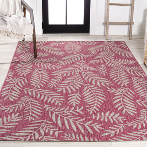 HomeRoots 9' X 12' Vibrant Fuchsia & Light Gray Floral Area Rug for Indoor/Outdoor Versatility & Style 703124