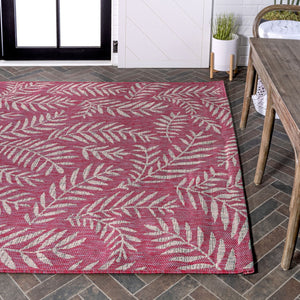 HomeRoots 9' X 12' Vibrant Fuchsia & Light Gray Floral Area Rug for Indoor/Outdoor Versatility & Style 703124