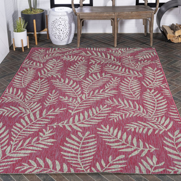 HomeRoots 9' X 12' Vibrant Fuchsia & Light Gray Floral Area Rug for Indoor/Outdoor Versatility & Style 703124