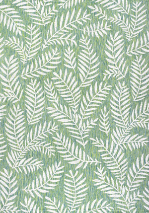 HomeRoots 5' Cream and Green Floral Area Rug - Durable Indoor/Outdoor Design for Living Spaces & Patios 703127