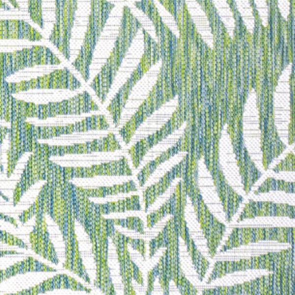 HomeRoots 9' Cream and Green Floral Area Rug - Durable Indoor/Outdoor Elegance for Your Living Spaces 703129